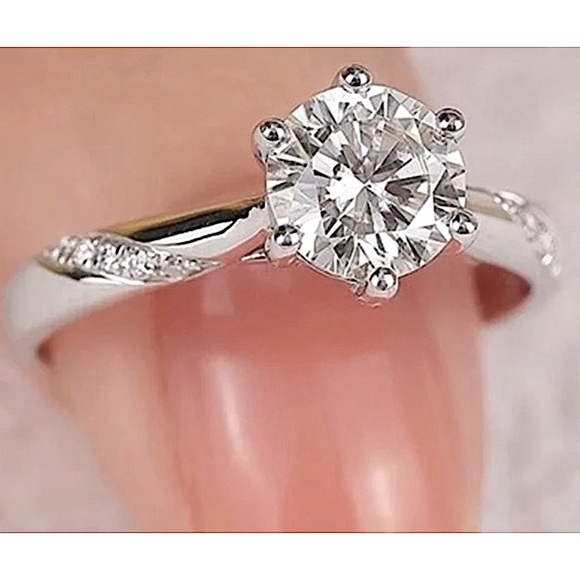 NEW 1Ct Simulated Diamond 14k White‎ Gold-Plated S925 Engagement Ring Size 8